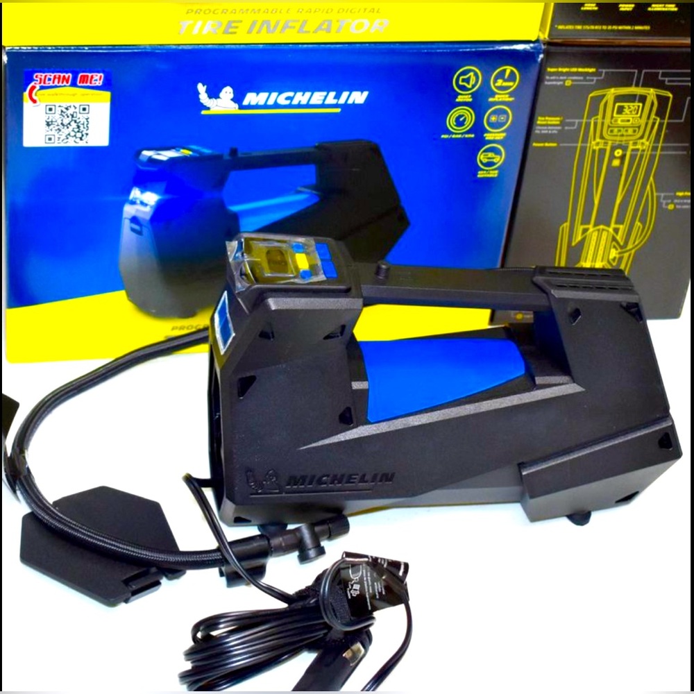 Michelin Rapid Lighting 12V Tire Inflator with Pressure Pre-Set Gauge